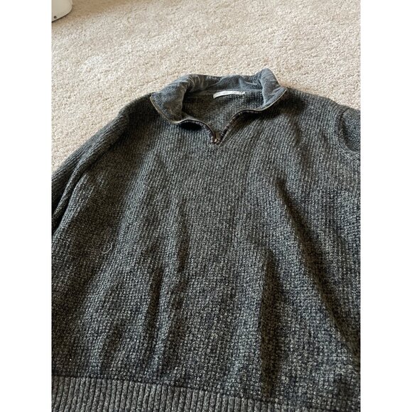 Men's Vintage Pullover Patchy Collared Gray 90s‎ Zip Up Pullover Sweater Size 14 - Picture 2 of 6